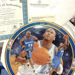 Lot Of 4 Michael Jordan Plates With Authenticity Paper On Each Plate! The Bradford Exchange 