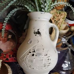 White Clear Glass Ship On Vase 2 Others $5 Each 