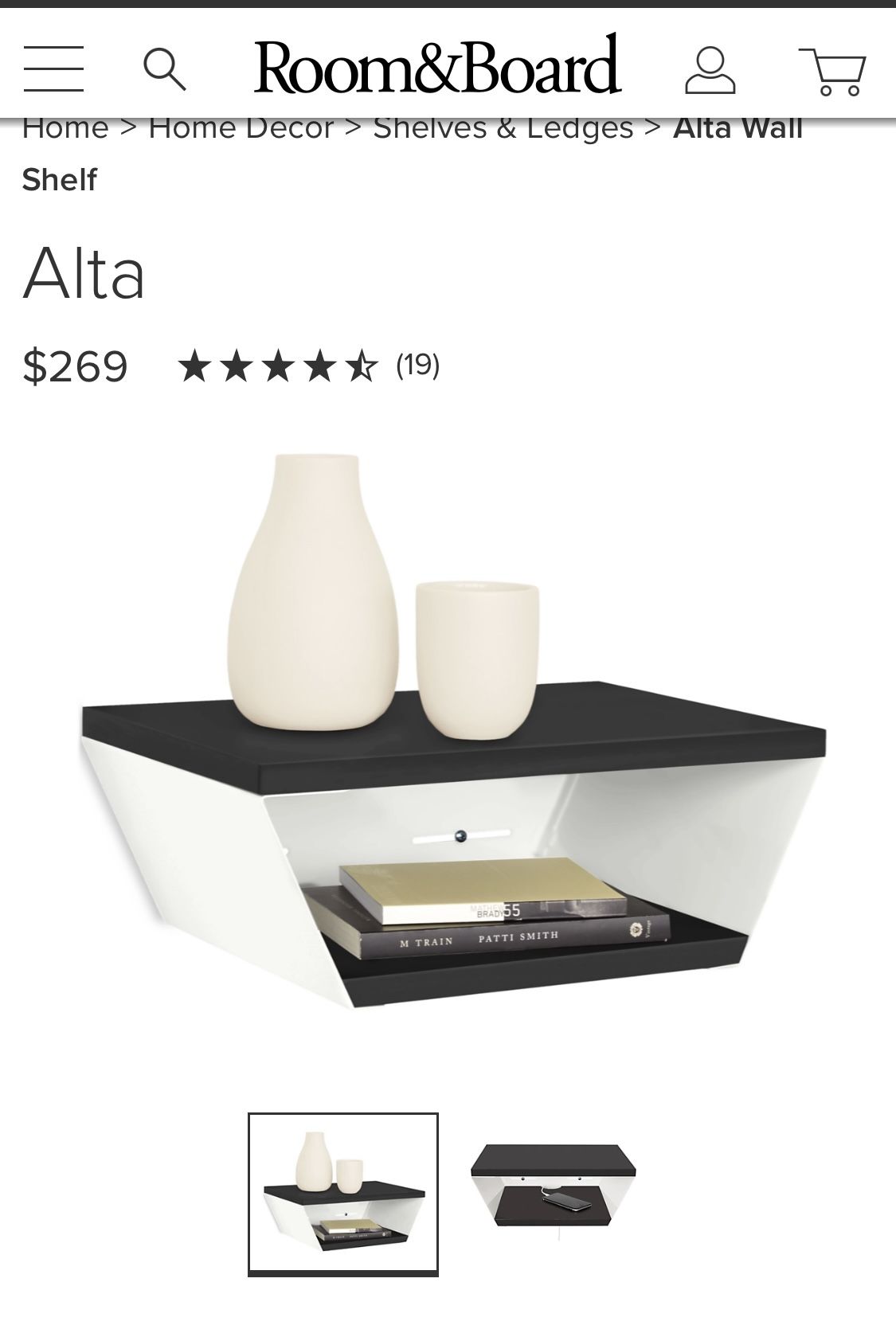 Metal and Wood Floating Shelf Nightstand - USA Made Room and Board Alta