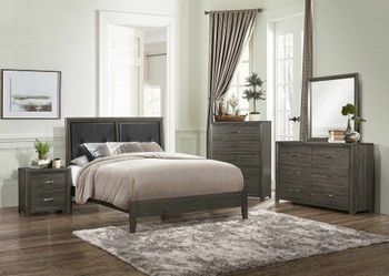 Brand new brown gray queen bed frame, dresser, mirror, nightstand