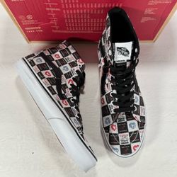 Vans Sk8-Hi Tapered Love Letters Black White Checkerboard Sneakers Men Size 9.5