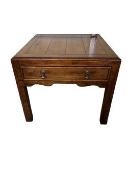 Pair of Hendredon Square Walnut Side Tables