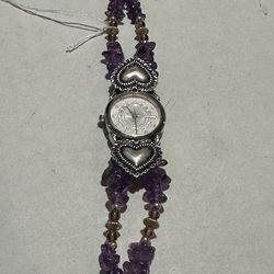 Vintage Carolyn Pollock Sterling Amethyst Watch Requires battery