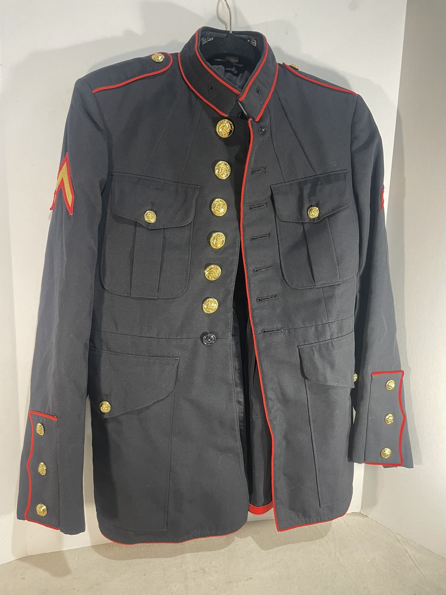US Marines USMC Enlisted Dress Blue Male Jacket Coat Size 36S
