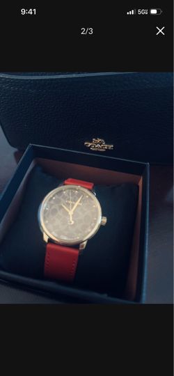 Coach Watch with Red Leather Strap