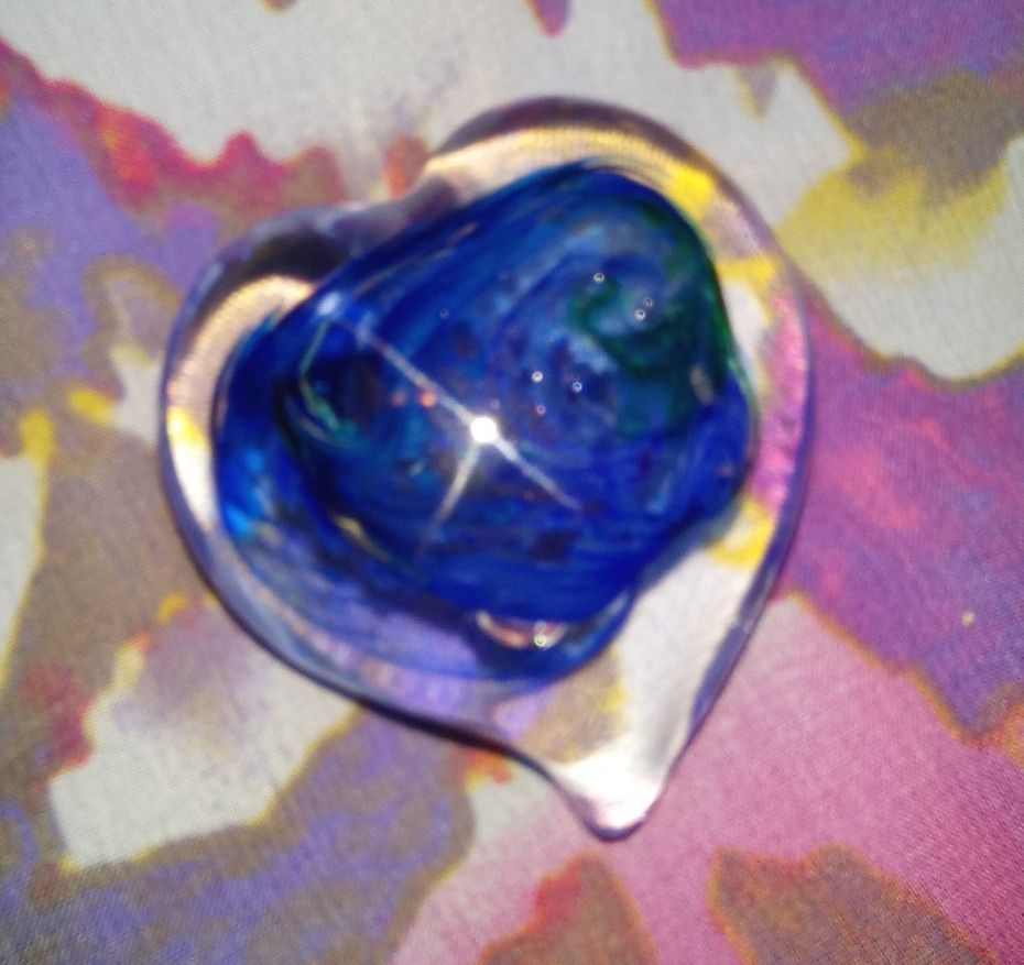 3.5" Signed Blown Glass Heart Paperweight