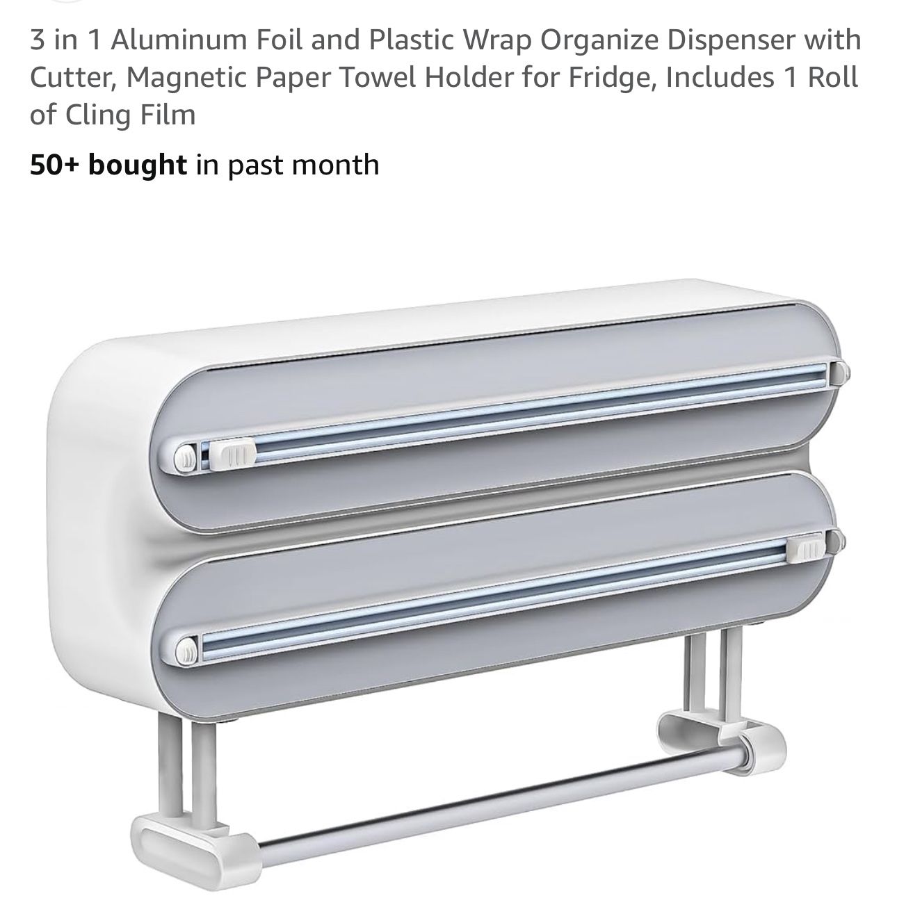 3 in 1 Aluminum Foil and Plastic Wrap Organize Dispenser with Cutter