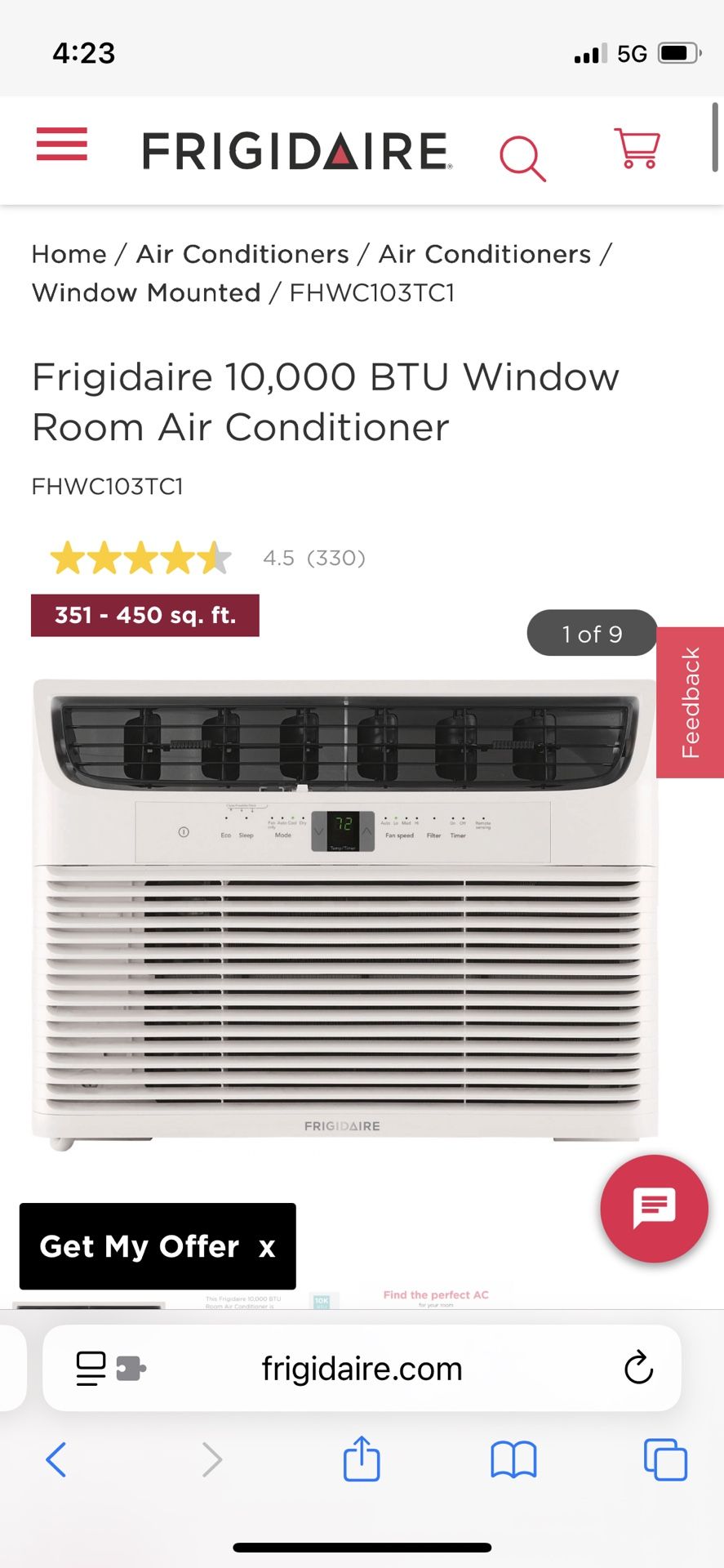 Frigidaire 10 BTU Window Ac Unit 