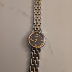 Citizen Women's Eco Drive Watch - Silhouette Black Dial Two Tone Bracelet

