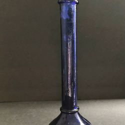 Vintage  Cobalt Blue Glass Tall Candle Stick 