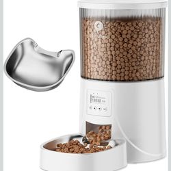 PETULTRA Automatic Cat Feeder: 4L Timed Cats Food Dispenser Programmable 1-6 Meal for Cat and Small Medium Dog- Auto Pet Feeder Dual Power Supply with