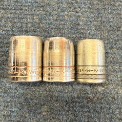 Vintage SK / SK Wayne 1/2” drive Sockets 3/4” 7/8” & 15/16