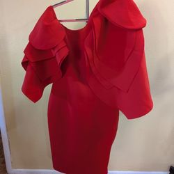 VERWIN Bodycon Dress for Woman Long Sleeve Knee-Length Ruffle Sleeve Off Shoulder Evening Dress
.