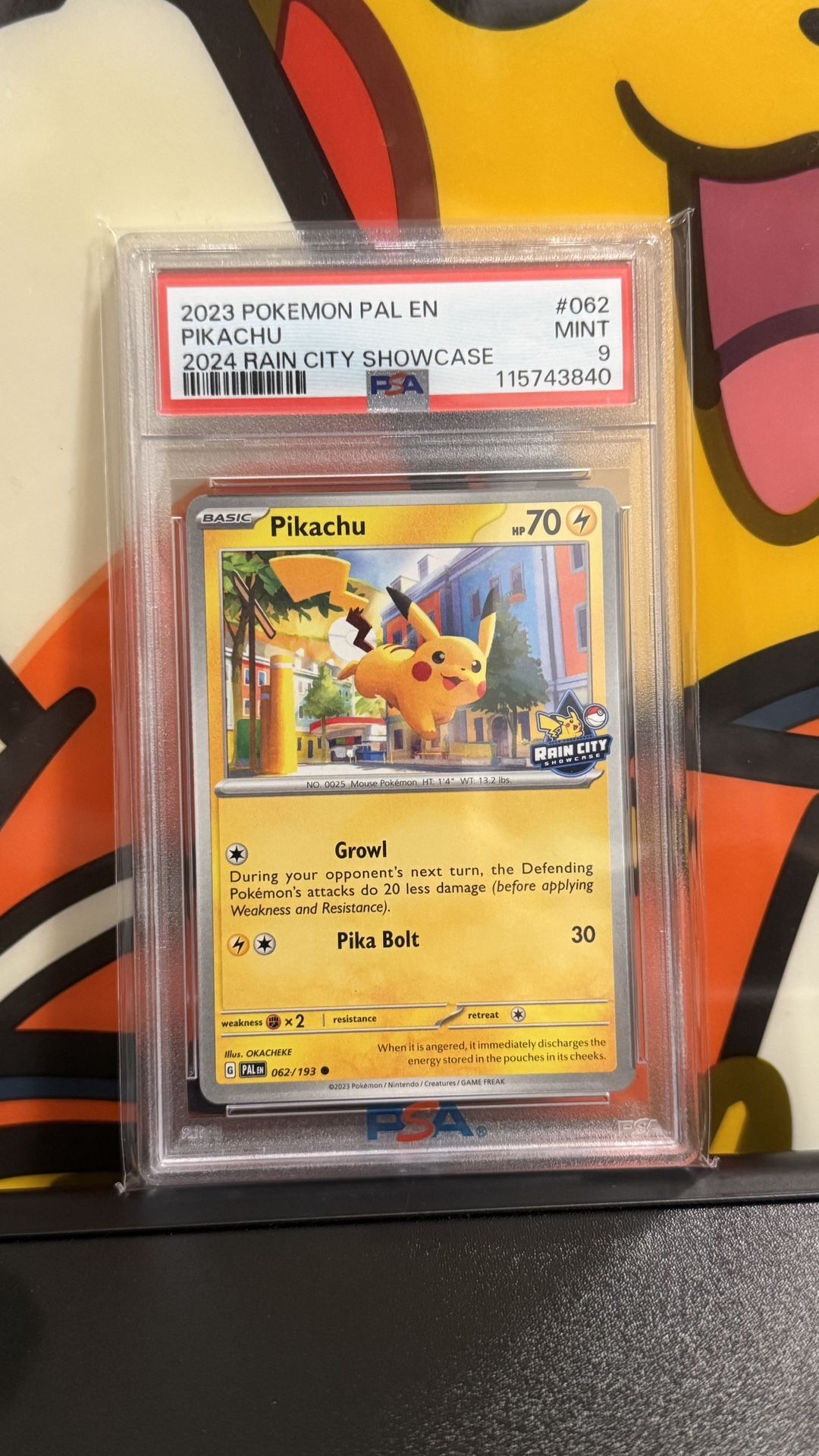 POKEMON PIKACHU RAIN CITY SHOWCASE PROMO #062 PSA 9 MINT STAMPED
