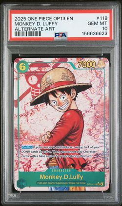 2025 ONE PIECE OP13-CARRYING ON HIS WILL ALTERNATE ART MONKEY D. LUFFY PSA 10