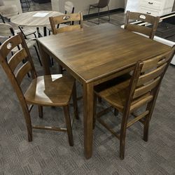 Dark Oak Counter Height Table Set