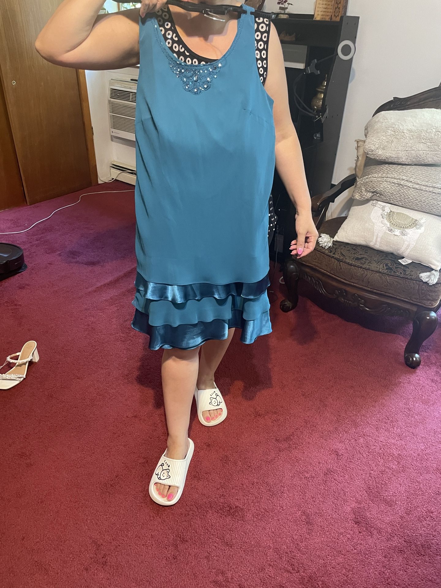 Jessica Howard Teal Sleeveless Dress Size 12P