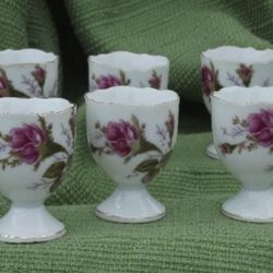 Vintage - Pink Moss Rose Visit > China Egg Cups JAPAN 