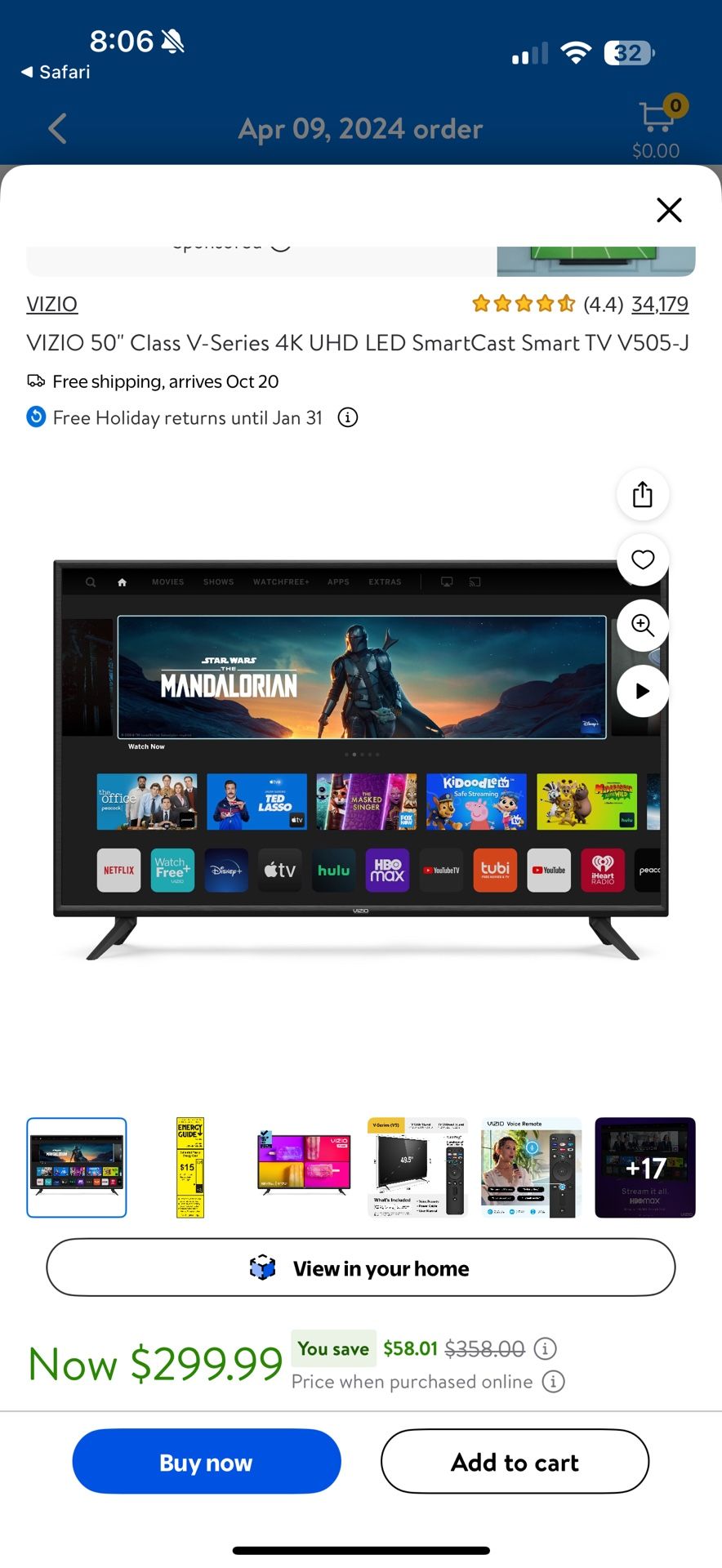 50inch Vizio 4k Smart Tv