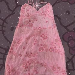 Pink Beaded Mini Dress 