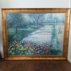 oil on canvas by the artist Ghambaro, titled Impressionist Garden Landscape