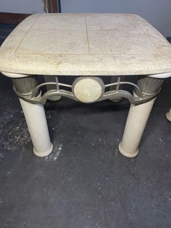 2 large super heavy stone end tables