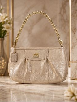Coach Gold Shimmer Leather Chain Handbag