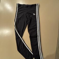 Adidas Girls XL 14-15yr Black Triple Stripe Tights Leggings 