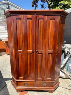 Large corner Solid Wood Armoire Wardrobe Cabinet