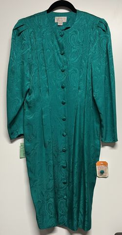 NEW Vintage DRESS - Beautiful Emerald Green 100% silk - Size 10 Petite w/ tags