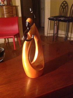 African american tea light dancer gold candle holder