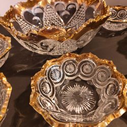 Antique 1898 year to 1906 year. Large Berry Bowl and 6 Smaller Serving bowls.