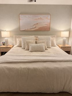 King Ivory Velvet Bed Frame – Mr. Kate Daphne with Gold Legs
