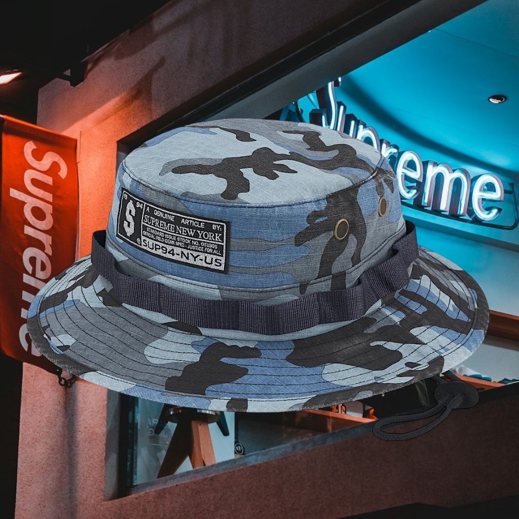 メンズファッション M/L supreme military boonie blue camo