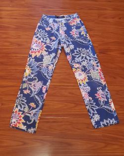 VINTAGE 90'S RALPH LAUREN FLORAL DENIM JEANS PANTS WOMENS SIZE 28 RARE