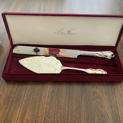 Silver Cake Server with Knife Set