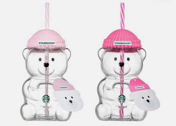 Starbucks Korean Exclusive - Bearista Glass Cups Baby Pink & Barbie Pink
