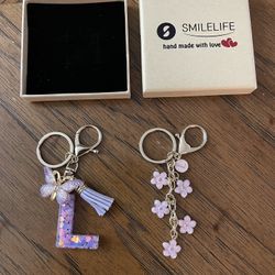 New Smilelife Keychains with Letter “L” Theme - also Includes Butterfly, Tassle, Flowers