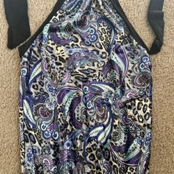 Black, blue and purple paisley print halter top #y2kfashion