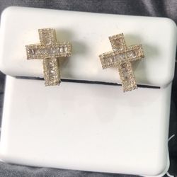 10k Diamond Cross Earrings