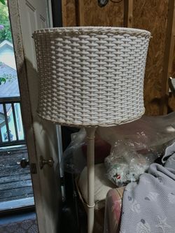 Outdoor white wicker like lamp