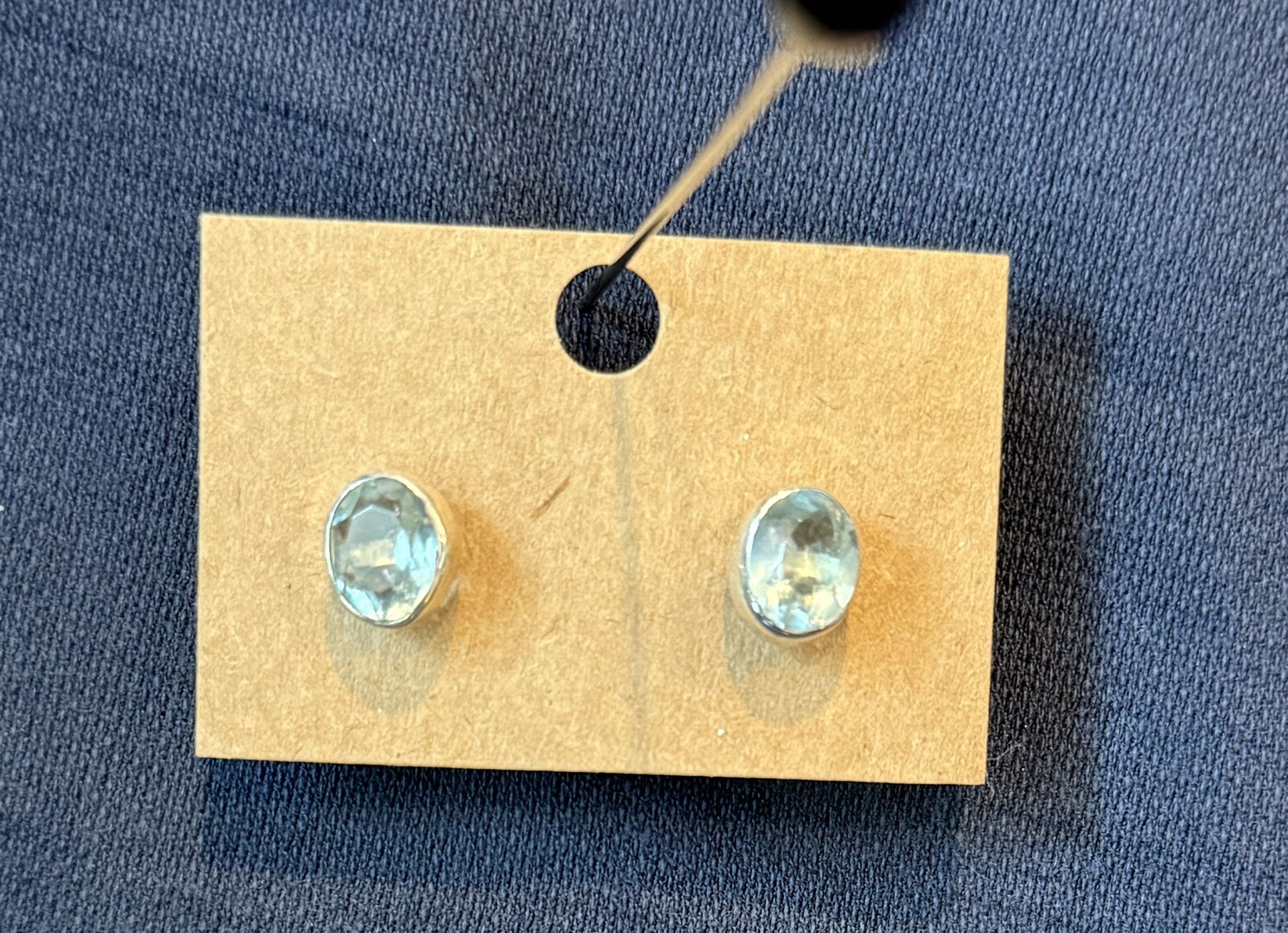 Sterling Silver Blue Topaz Stud Earrings New