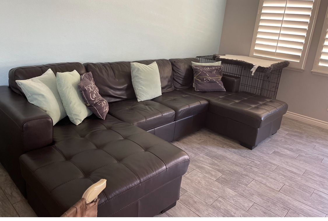 Dark Brown Leather Couch