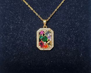 Ruby, Blue Topaz, Emerald, Amethyst, Citrine, & Orange Tourmaline Necklace