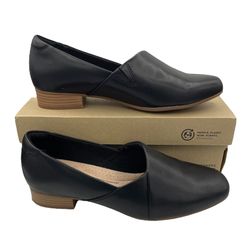 Clarks wide Juliet Palm black grain leather loafers women’s Size 7 1/2 