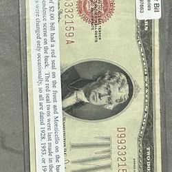 Red Seal 1928 $2 Bill Series G