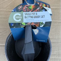 New Charcoal Companions Cast-Iron Sauce Pot and Basting Brush Set 1 Quart