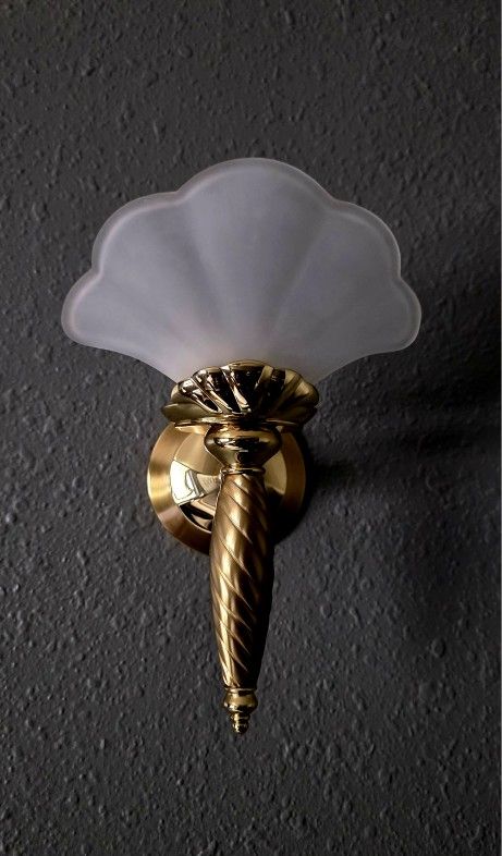Elegant Frosted Glass Vtg 1990s Candle Wall Sconce
