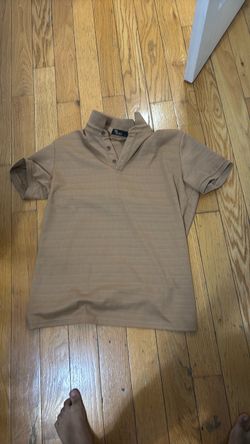 Tan Ribbed Short Sleeve Polo Shirt