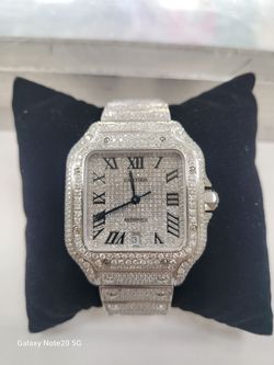Cartier Santos Custom Full Diamond Bust-Down Natural/Lab 50/50